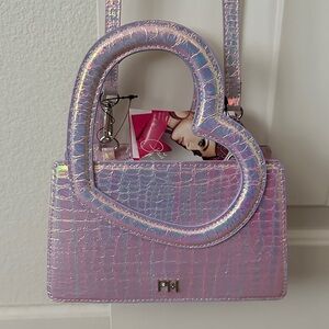 Paris Hilton Iridescent Pink Heart Handle Bag